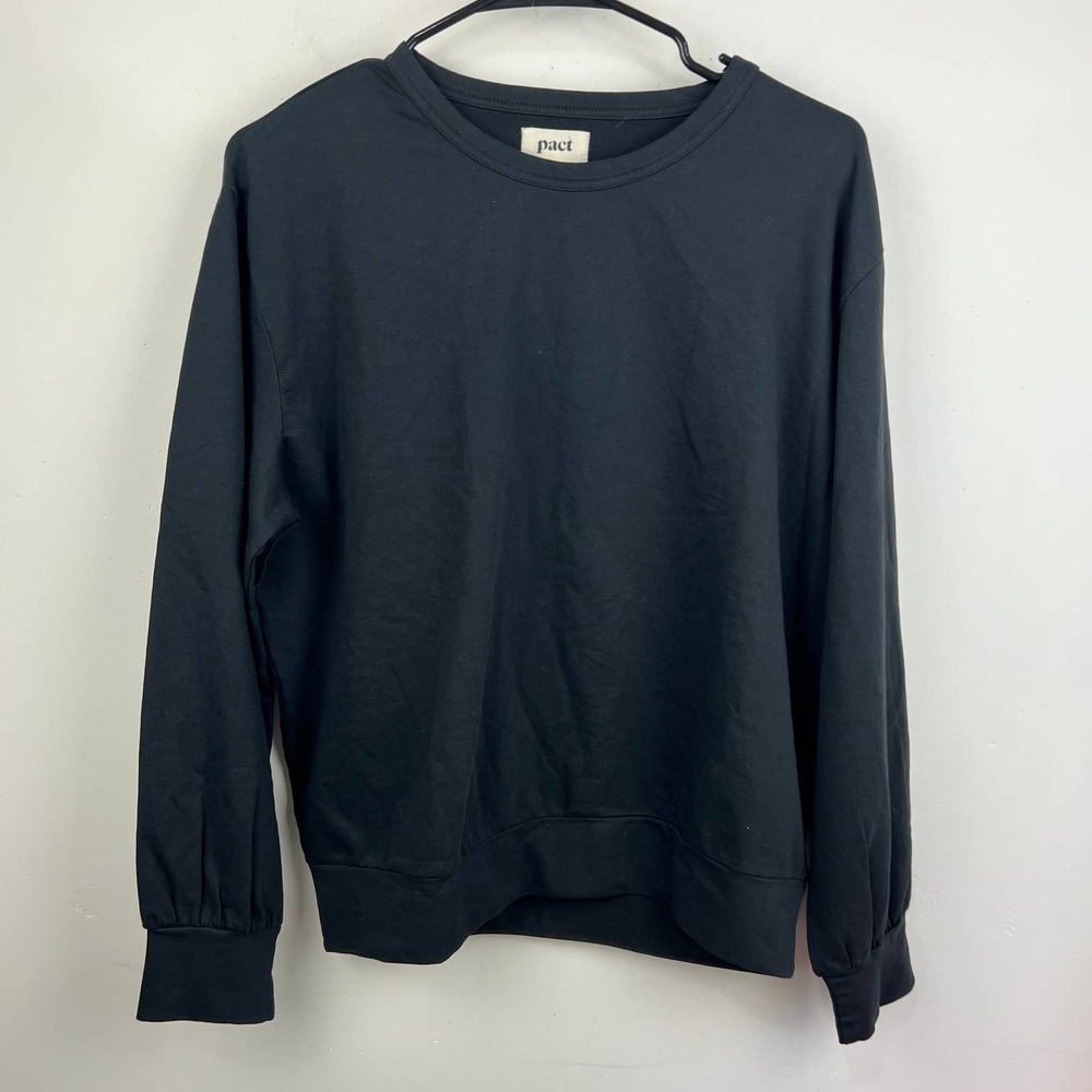 Pact Peek A Boo Crew Sweatshirt Black Open Back Womens Size: M - Picture 4 of 9